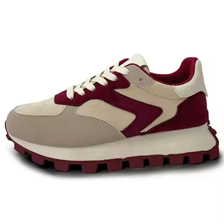 Breathable Lace-up Height Increasing Breathable PU Running Shoes Casual Sneaker for Women Wholesales 237