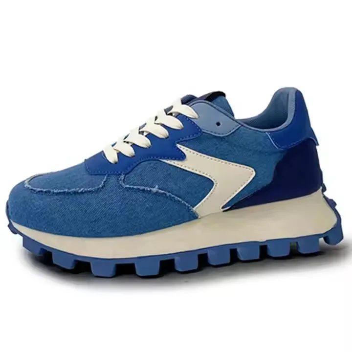 Breathable Lace-up Height Increasing Breathable PU Running Shoes Casual Sneaker for Women Wholesales 237