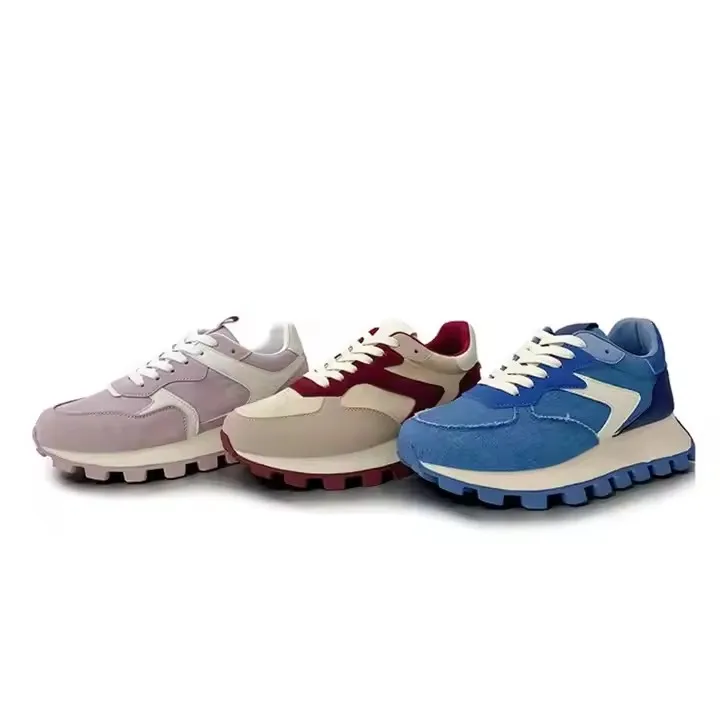 Breathable Lace-up Height Increasing Breathable PU Running Shoes Casual Sneaker for Women Wholesales 237