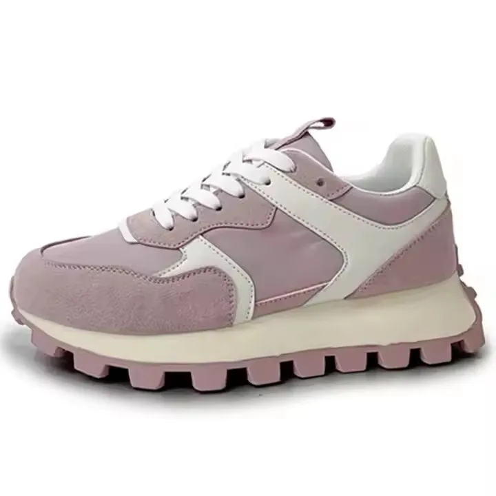Breathable Lace-up Height Increasing Breathable PU Running Shoes Casual Sneaker for Women Wholesales 327