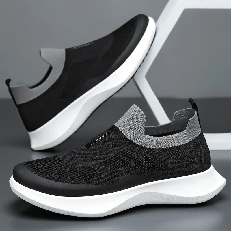 Men's Spring Breathable Slip-On Dad Shoes Large Size Soft Sole Casual Walking Shoes for Couple