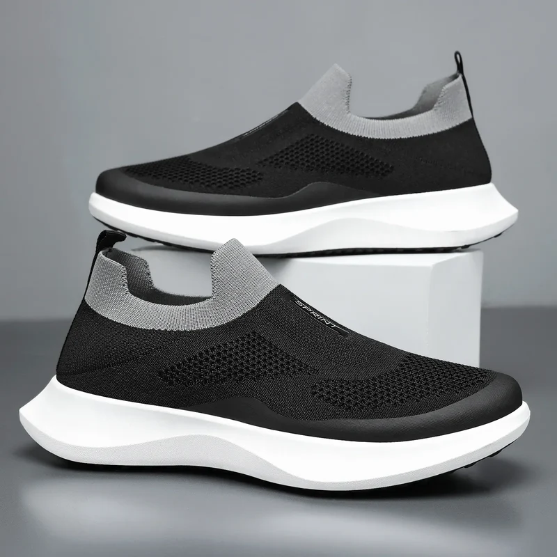 Men's Spring Breathable Slip-On Dad Shoes Large Size Soft Sole Casual Walking Shoes for Couple