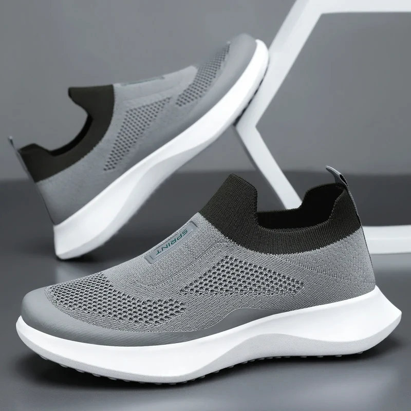 Men's Spring Breathable Slip-On Dad Shoes Large Size Soft Sole Casual Walking Shoes for Couple