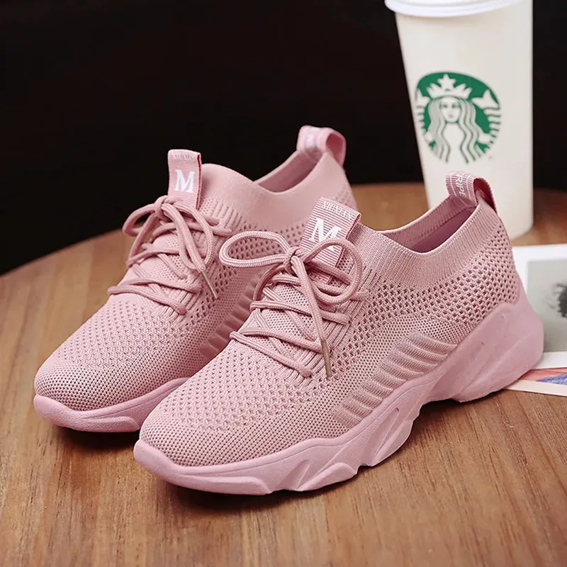 Women's Trendy Casual Mesh Running Sneakers Comfortable and Breathable with Lighted Feature for Autumn Season Low Price