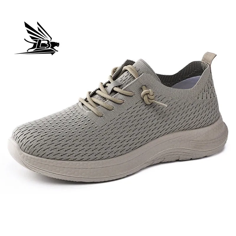 Men's Casual Flying Knitted Running Shoes Breathable Lace-Up Design Cross-Border Couple Fashion Mesh Autumn Walking Style