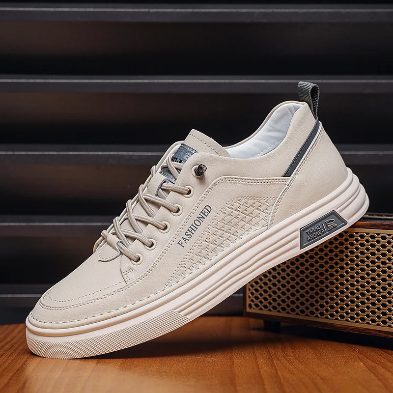 Men's New Fashion White Thin Board Shoes Casual Breathable Walking Style Shoes