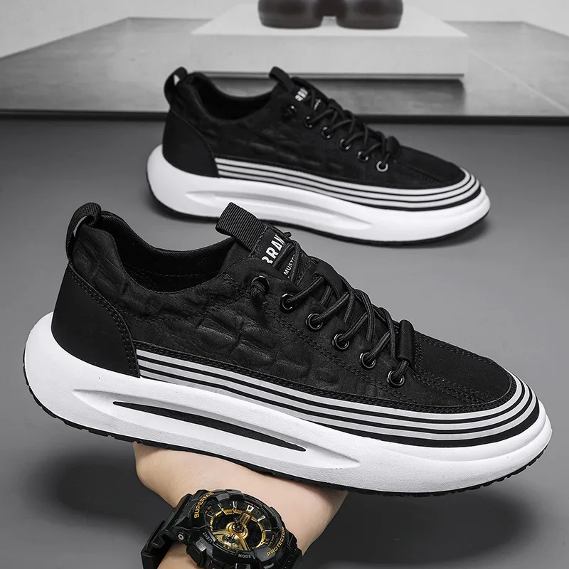 Men's Shoes Summer New Breathable Canvas Shoes Men's Trend Versatile Sports Thick Soled Casual Board Shoes