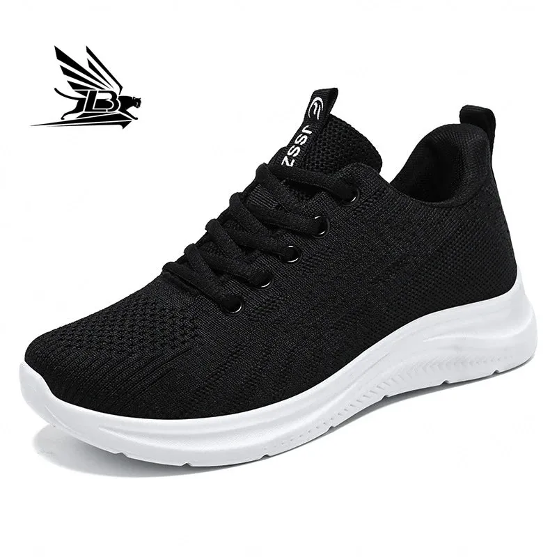 Design Multicolor Fly Woven Upper Light Breathable Women's Large Casual Fashion Sneaker