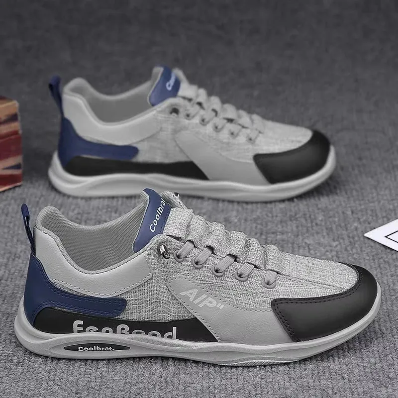 New Style Men's Breathable Lace-Up Sneakers Lightweight Textile Casual Shoes Comfortable Walking Sneakers for Daily Outdoor Use