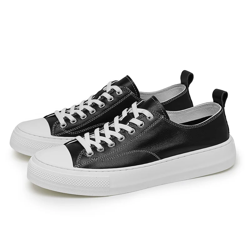 New High Quality Flat Men Sneaker Shoes Leather Casual Genuine Lace-up Italy Design Fashion Sneaker 2025 Low Price Factory OEM