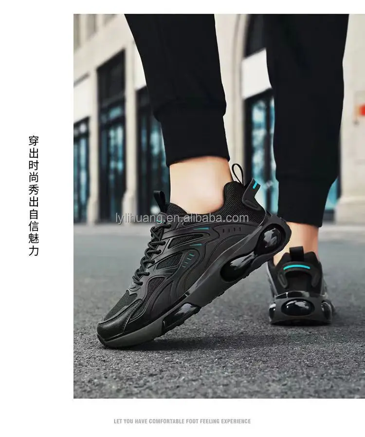 Sneaker Men's Summer Breathable Mesh Running Sports Shoes Leisure Thick-soled Fashion Black Shoes