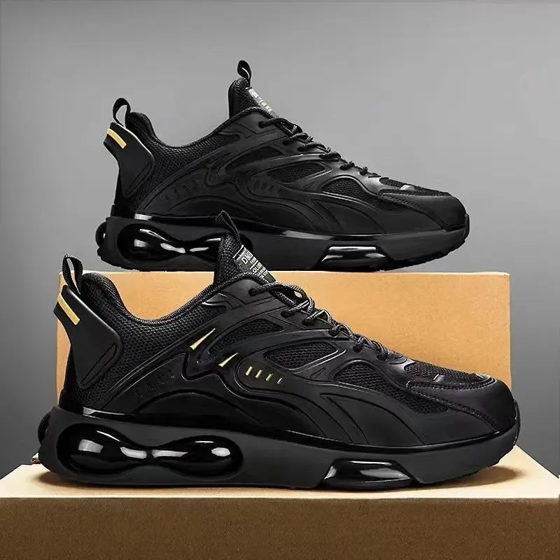 Sneaker Men's Summer Breathable Mesh Running Sports Shoes Leisure Thick-soled Fashion Black Shoes