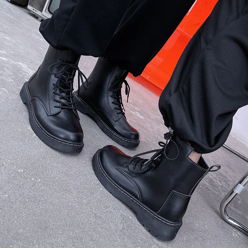 Women Fashion Leather Boots Waterproof Warm Boots Man Ankle Boots British Style Shoes