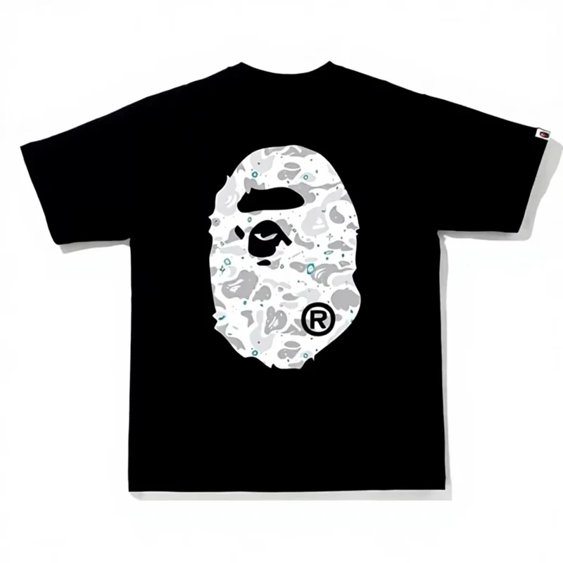 2026 New Japanese Cross-Border Fashion Brand Ape Head Heavy Cotton Short Sleeve Cartoon Shark Camouflage Loose T-Shirt