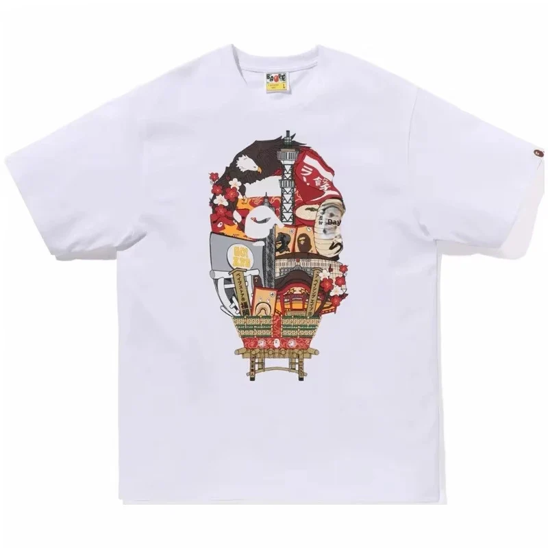 2026 New Japanese Cross-Border Fashion Brand Ape Head Heavy Cotton Short Sleeve Cartoon Shark Camouflage Loose T-Shirt
