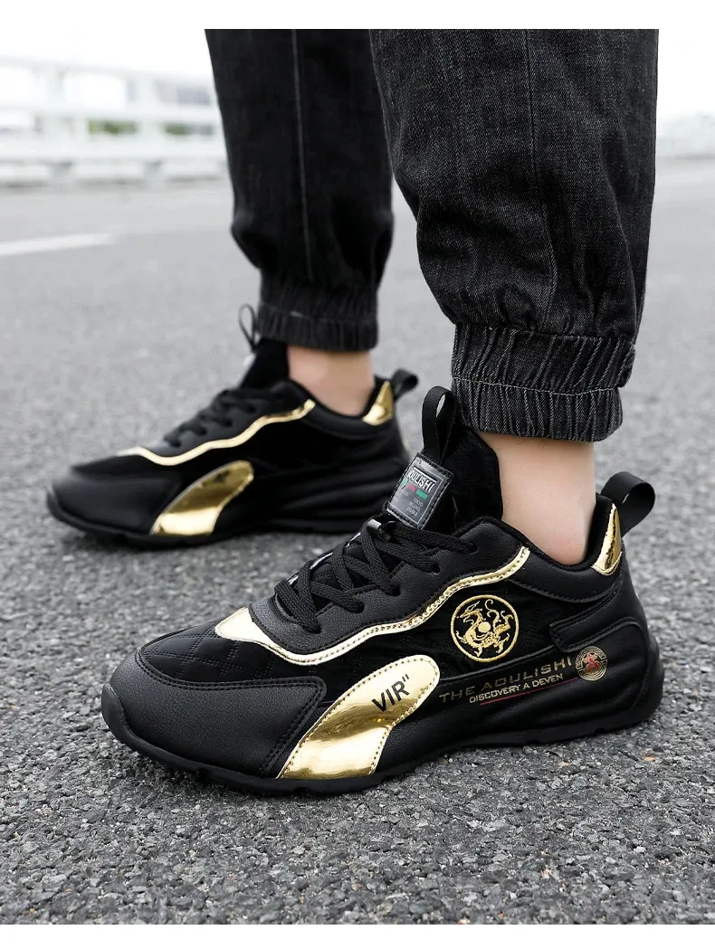 Men's Retro Walking Shoes Trendy Breathable Low-top Casual Sneakers Unisex Height-enhancing Sports Shoes