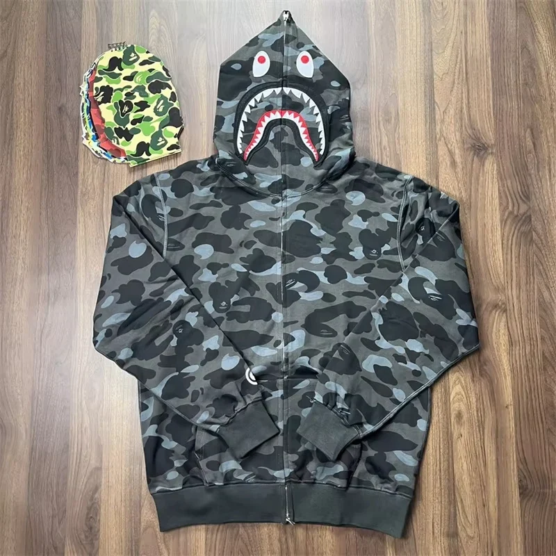 2026 Full Zip Sha Pattern Hoodie Cotton Polyester Blend Custom Logo Sweatshirt Supplier Mens Hoodie