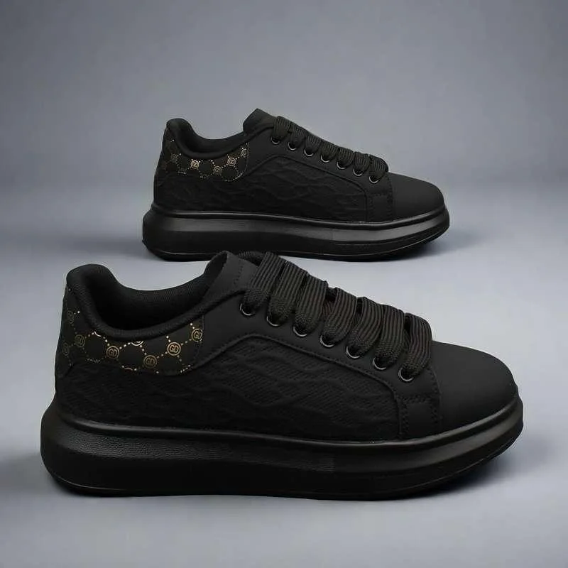 Couple's Platform Sneakers Leather White Trainers Men's Casual Board Shoes
