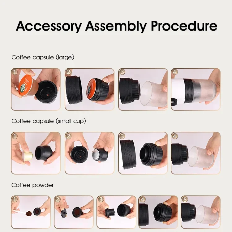 Mini Portable Espresso Coffee Maker USB Auto-Carry Instant Coffee Capsule Battery Powered