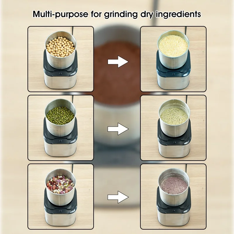 Hot Sale Portable Grinder Mill Electric Stainless Steel Coffee Bean Grinder Mixer Food Processor Blender Spice Mill