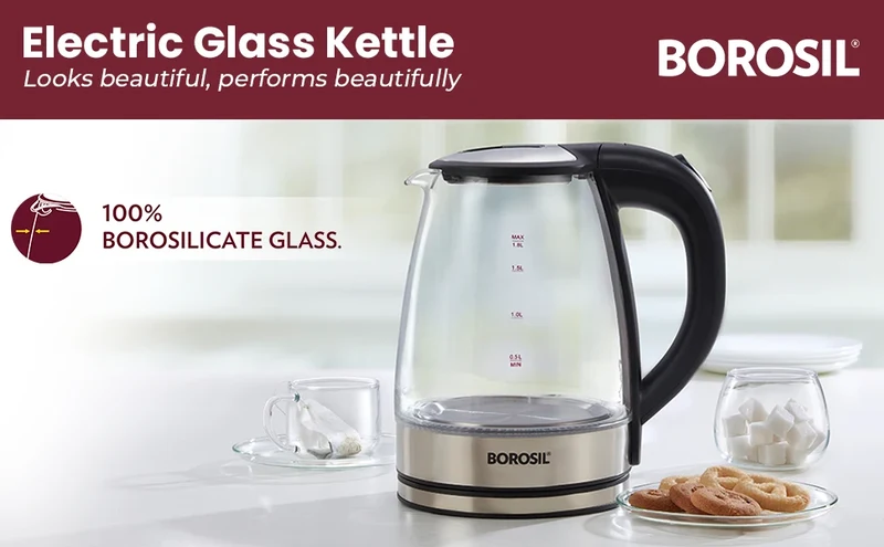 1.8L Electric Glass Kettle Cordless Digital Temperature Control Water Boiler with Automatic Shut-off for Home Car RV Use