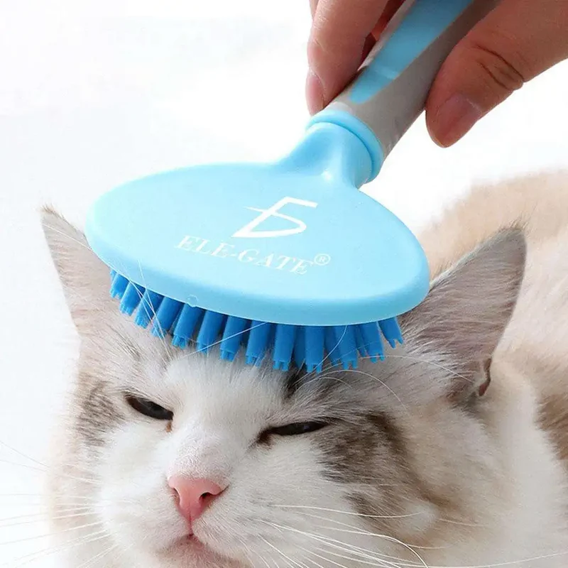 Self-Cleaning Pet Massage Comb for Cats by ELEGATE Gentle Grooming Tool with Plastic Design, Model MAS.07.5, Made in Mexico