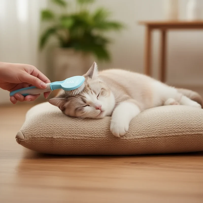 Self-Cleaning Pet Massage Comb for Cats by ELEGATE Gentle Grooming Tool with Plastic Design, Model MAS.07.5, Made in Mexico