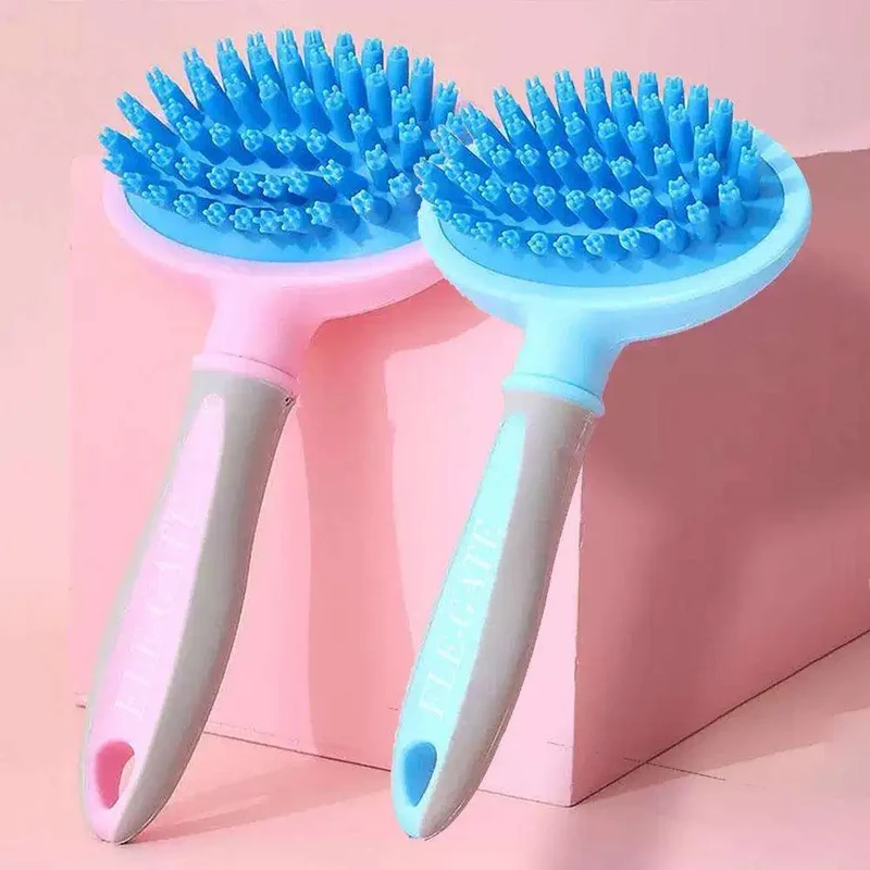 Self-Cleaning Pet Massage Comb for Cats by ELEGATE Gentle Grooming Tool with Plastic Design, Model MAS.07.5, Made in Mexico