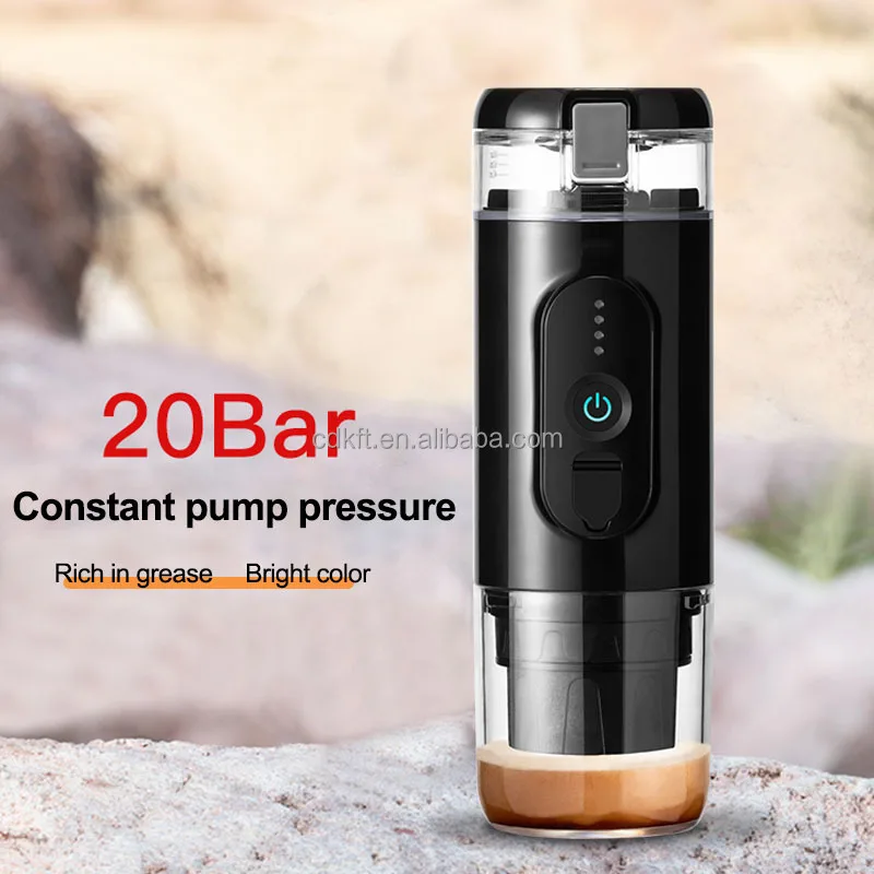 12V Battery-Powered Portable Car Espresso Coffee Maker with Capsule System Hot Water Function for Outdoor RV Household Hotel Use