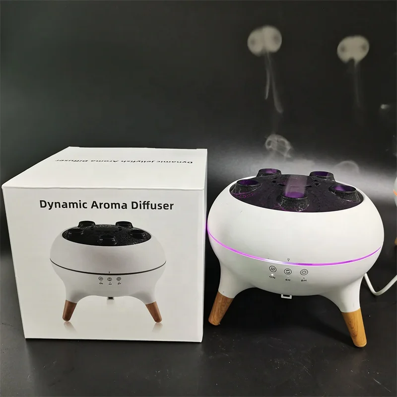 Portable Flame Vulcano Crack Jellyfish Humidifier Diffuser Dynamic Sound Pickup Wireless Remote Control Air Humidifier