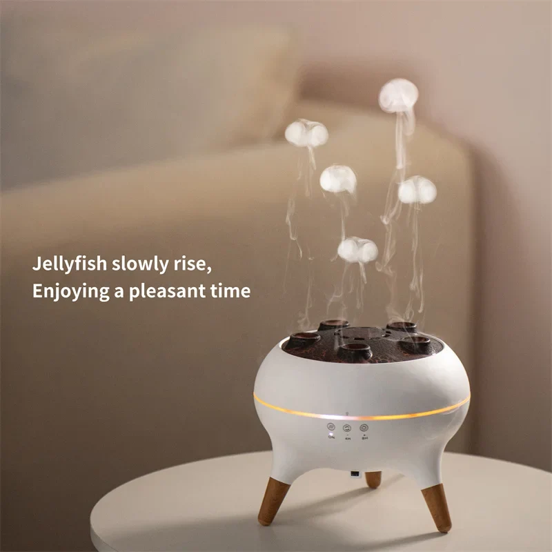Portable Flame Vulcano Crack Jellyfish Humidifier Diffuser Dynamic Sound Pickup Wireless Remote Control Air Humidifier