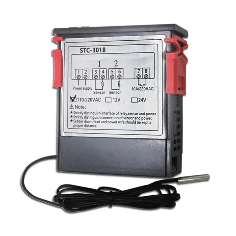STC-3018 Digital LED Display Thermostat Temperature Controller, Dual Display, Heating/Cooling Thermoregulator NTC Sensor Probe