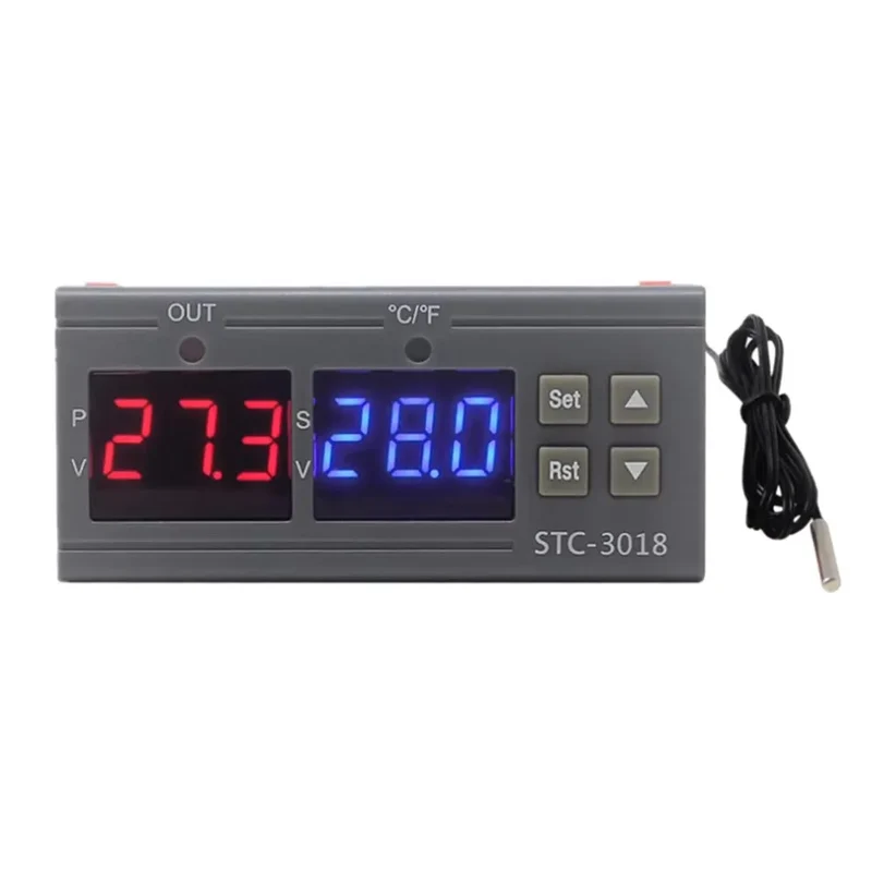 STC-3018 Digital LED Display Thermostat Temperature Controller, Dual Display, Heating/Cooling Thermoregulator NTC Sensor Probe