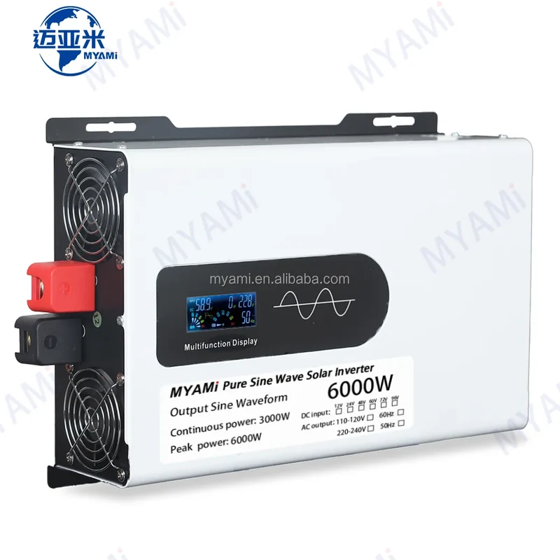 For Dual Output 3000W 12-96V DC Input Grid LCD Display Solar AC 220V Inverter Pure Sine Wave Low-Frequency Air Conditioner