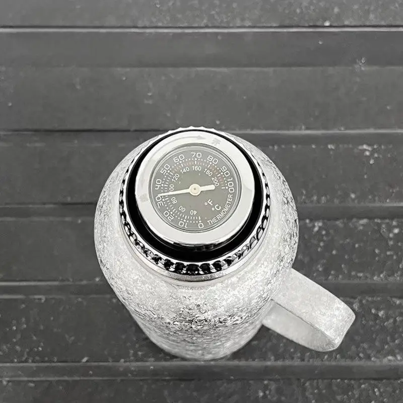 Large Capacity Leak-Proof Titanium Insulated Thermos Bottle with Mechanical Temperature Display Lid and Handle for Camping