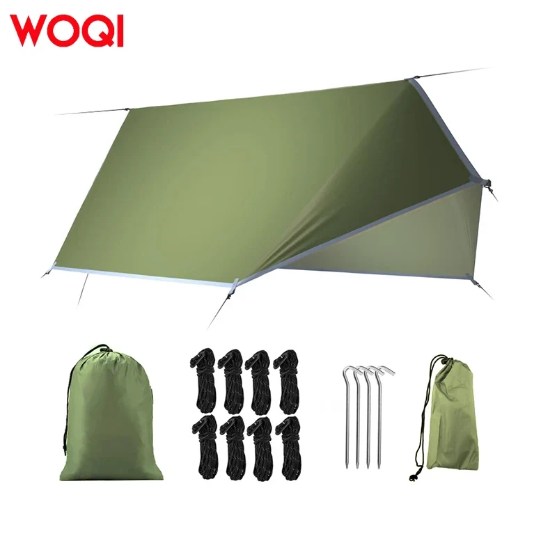 WOQI Large 3m Camping Tarp Multi-Function Hammock Rainfly Hot Selling 3-4 Person Tent with Pole Accessory
