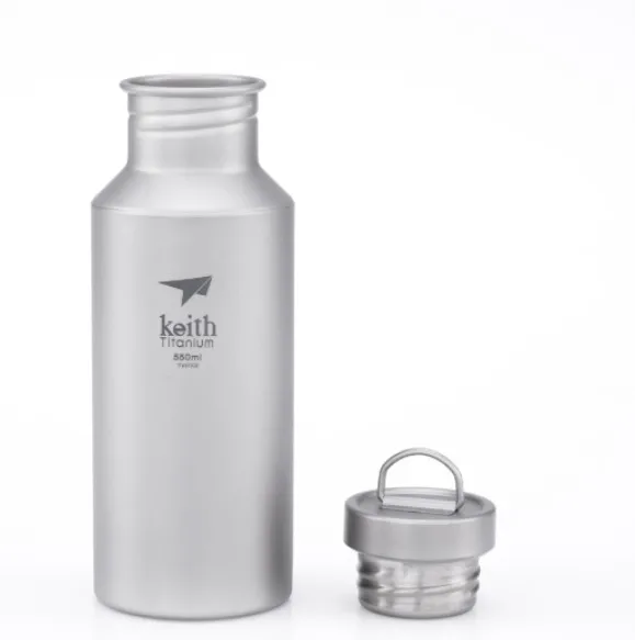 Titanium 550ml Ultralight Leakproof Sport Water Bottle Eco-Friendly Metal for Outdoor Camping Hiking