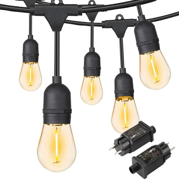 Outdoor LED Double Filament S14 String Lights Rainproof E27 EU/US Standard IP65 for Christmas Atmosphere Marquee Camping