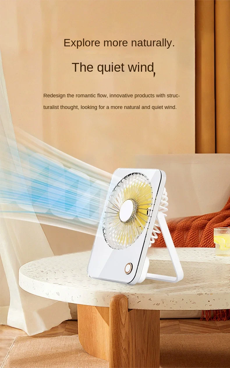 2025 Ultra-Thin Mini USB Charging Four-Speed Plastic Air Cooling Fan Foldable Portable English Household Energy Efficient Class