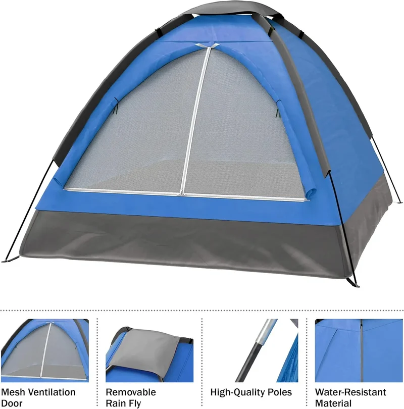 Wakeman Outdoors 2-Person Lightweight Camping Tent One Bedroom Portable Rain Fly Carrying Bag for Outdoor Backpacking Hiking