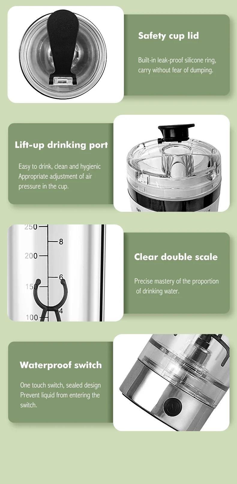 Ready to Ship New Design Personal Portable Rechargeable Small Blender Fresh Juice Mini Portable Blender Office Coffee Blender