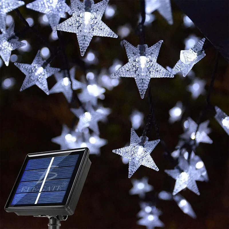 3m 20 LED Solar Charging Star Christmas Light String with Plastic Lamp Body