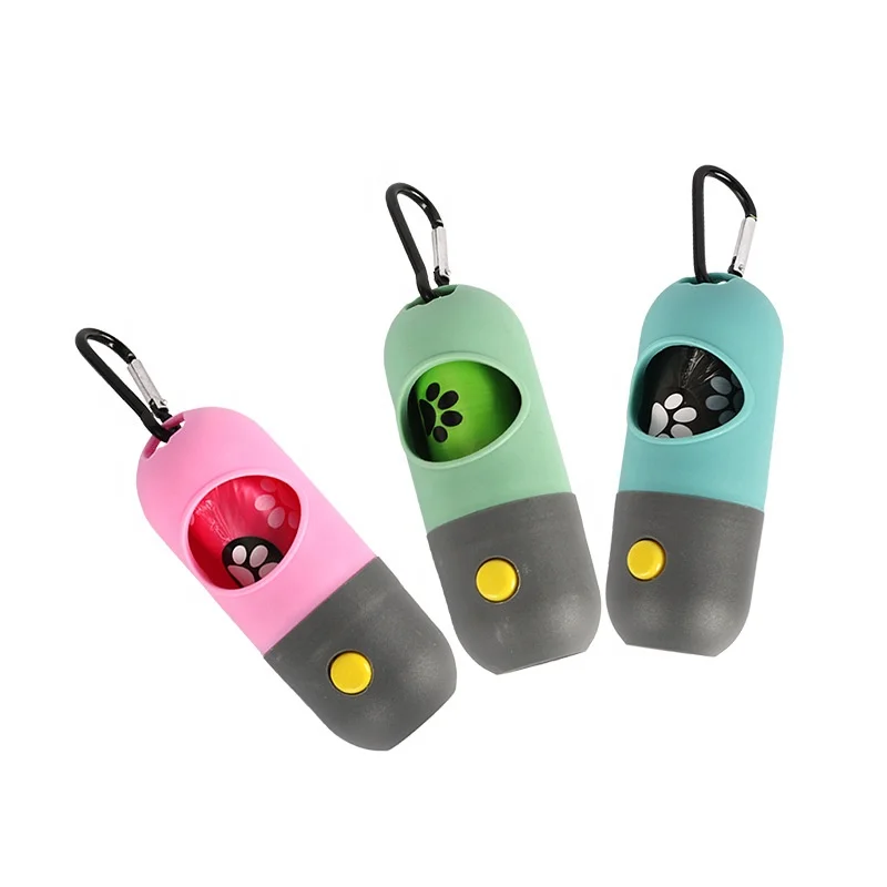 LED Light Dog Poop Bag Dispenser/ Holder for Dog With Free 15 Pcs Dog Waste Bag