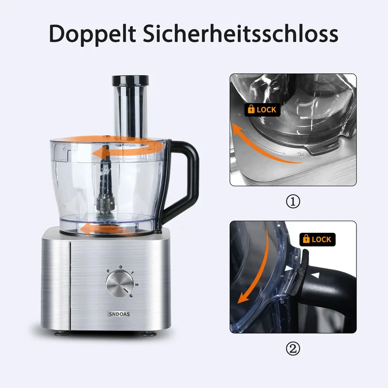 Food Processor, 11-in-1 Food Processor and Blender with Chopping Blending Kneading Grinding Whisking Juicing, 1100W