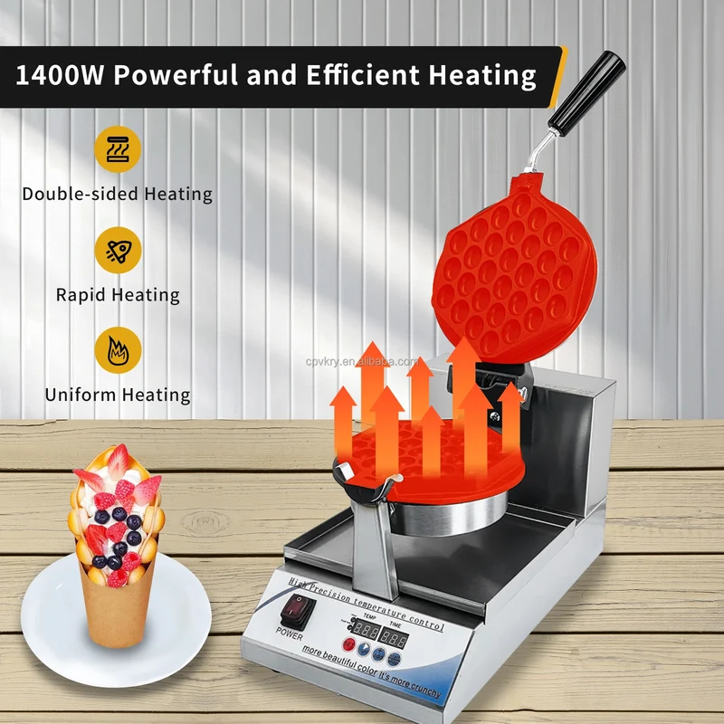 1400W Intelligent Digital Non-Stick Hong Kong Egg Waffle Maker Honeycomb Shaped for Household Snacks Professional for Hotels