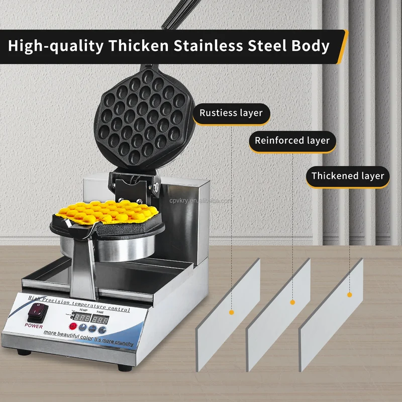 1400W Intelligent Digital Non-Stick Hong Kong Egg Waffle Maker Honeycomb Shaped for Household Snacks Professional for Hotels