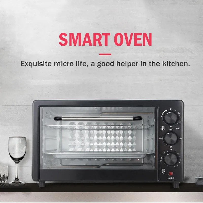 48L Mechanical Electric Convection Oven French/Dutch Toaster Oven Baking Warming Stainless Steel 2000W Class a Energy Household