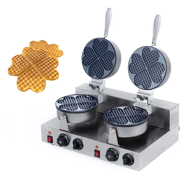 Professional 2600W Electric Double Head Foam Waffle Machine Egg Heart Shaped Temperature Controlled for Household Use