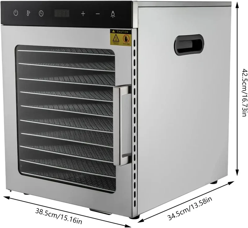 10 Plate Stainless Steel Food Dehydrator Machine for Commercial Use 800W Drying Tobacco Herbs Spices Fruit Electronic Components