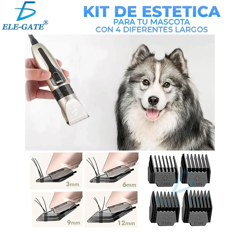 ELE-GATE Rechargeable Automatic Pet Dog Hair Trimmer Shaver Clippers Blades Modern MAS.18 Model 110-240V Customizable Size